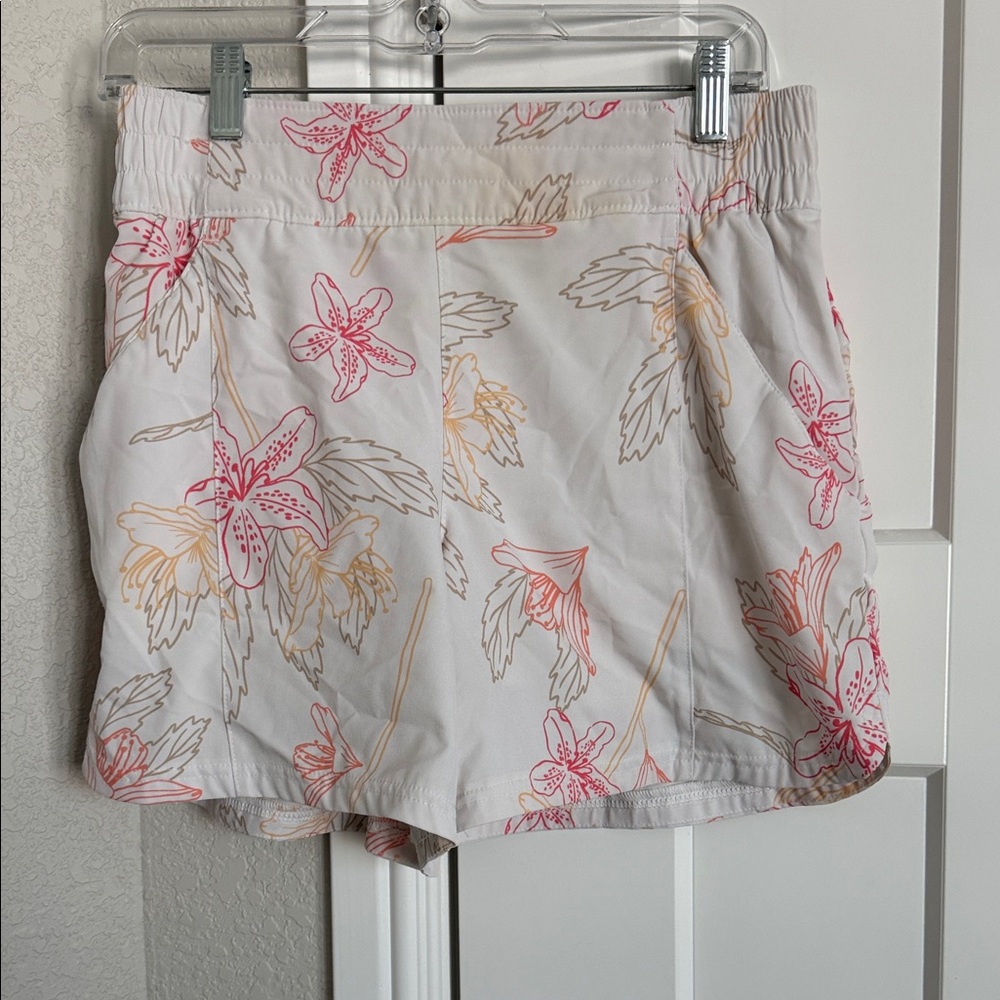 Columbia Women's High Waist Floral Shorts - Pink and Orange
